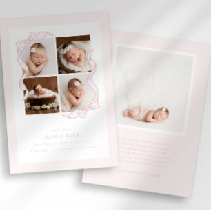 Coquette Bow 4 Frame Photo Birth Announcement