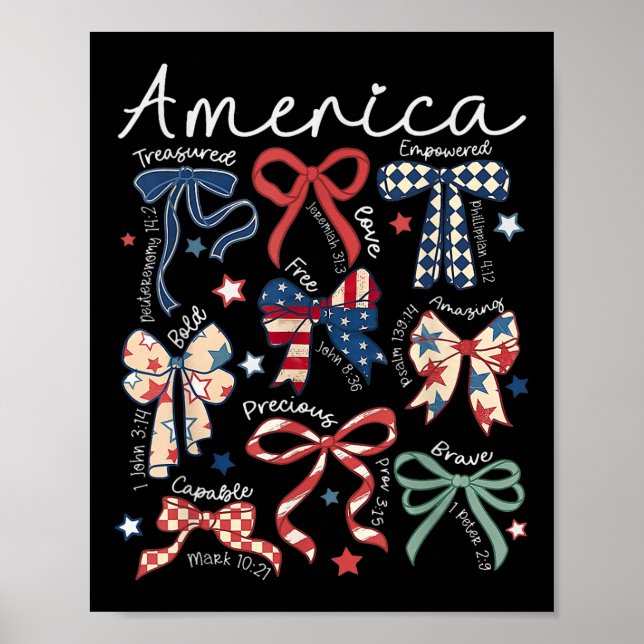 Coquette Bow 4th Of July Christian Jesus Independe Poster (Front)