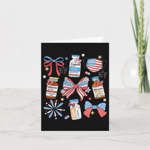 Coquette Bow 4th Of July Nurse Girly Pharmacy Icu Card