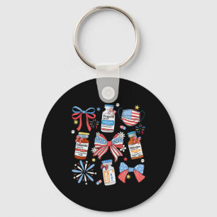 Coquette Bow 4th Of July Nurse Girly Pharmacy Icu Key Ring