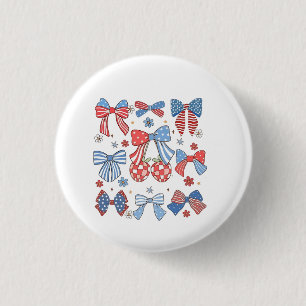 Coquette Bow 4th Of July USA American Patriotic  3 Cm Round Badge