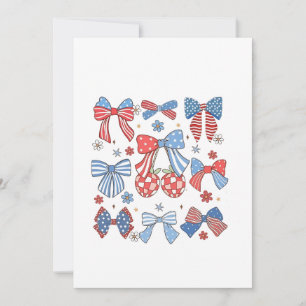 Coquette Bow 4th Of July USA American Patriotic Holiday Card