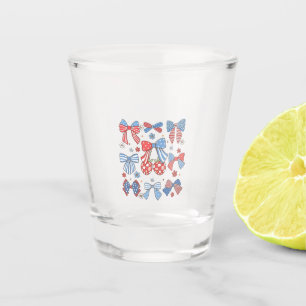 Coquette Bow 4th Of July USA American Patriotic  Shot Glass