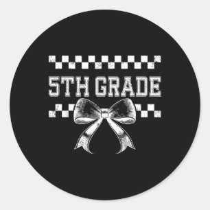 Coquette Bow 5th Grade Back To School Preppy Girly Classic Round Sticker