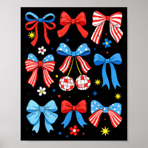 Coquette Bow American Flag Patriotic Illustration Poster
