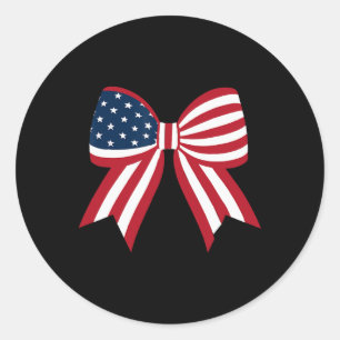 Coquette Bow American Flag Vintage Patriotic Bow 4 Classic Round Sticker