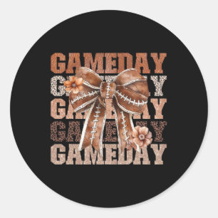 Coquette Bow American Footll Game Day Thanksgiving Classic Round Sticker