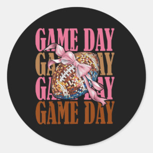 Coquette Bow American Footll Game Day Thanksgiving Classic Round Sticker