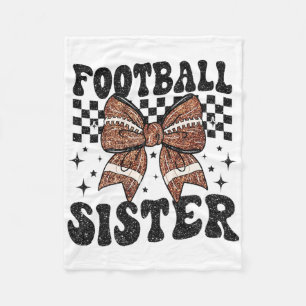 Coquette Bow American Footll Sister Game Day Thank Fleece Blanket