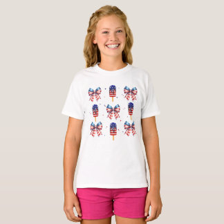 Coquette Bow American,Patriotic Freedom,girls usa  T-Shirt