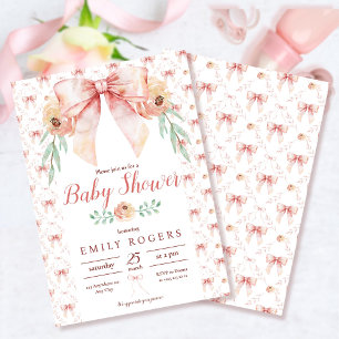 Coquette Bow and Florals Baby Shower Invitation