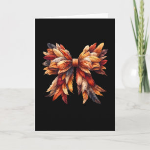 Coquette Bow Autumn Fall Y'all Leaves Thanksgiving Card
