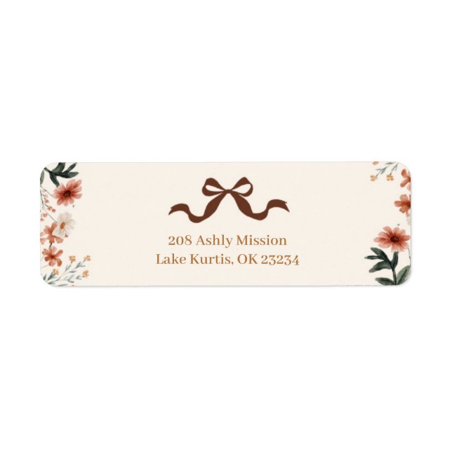 Coquette Bow Autumn Wildflower Address Label (Front)