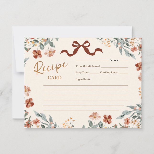 Coquette Bow Autumn Wildflower Recipe Card (Front)