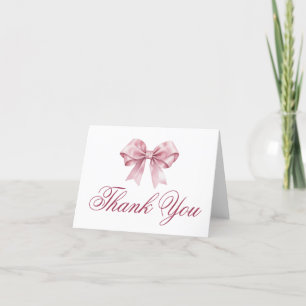 Coquette Bow Baby Shower Thank You Card – Elegant 