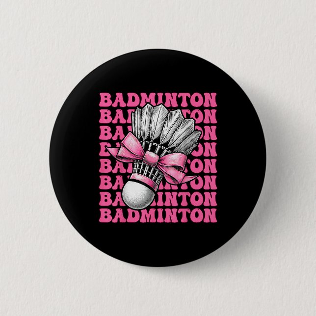 Coquette Bow Badminton Player Shuttle Girl Mum Pin (Front)