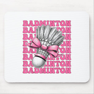 Coquette Bow Badminton Player Shuttle Girl Mum Pin Mouse Pad
