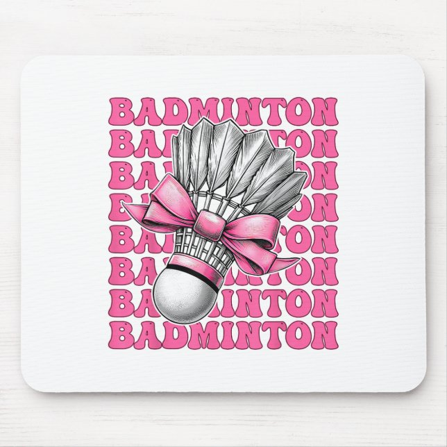 Coquette Bow Badminton Player Shuttle Girl Mum Pin Mouse Pad (Front)