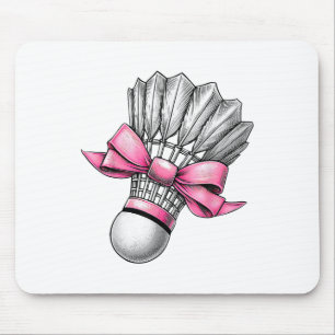 Coquette Bow Badminton Shuttle Pink Ribbon Mum Gir Mouse Pad