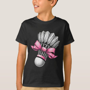 Coquette Bow Badminton Shuttle Pink Ribbon Mum Gir T-Shirt