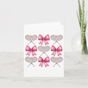 Coquette Bow Badminton Shuttle Racket Pink Ribbon Card