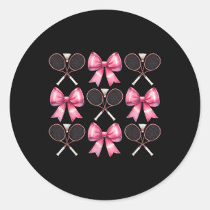 Coquette Bow Badminton Shuttle Racket Pink Ribbon  Classic Round Sticker