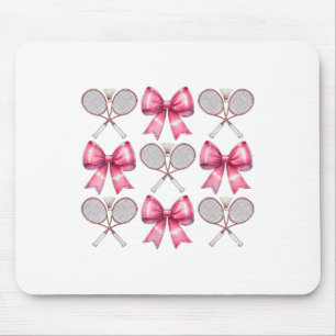 Coquette Bow Badminton Shuttle Racket Pink Ribbon  Mouse Pad