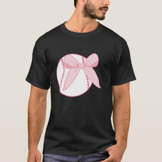 Coquette Bow Baseball Girls Women Mama Mum Pink Gi T-Shirt
