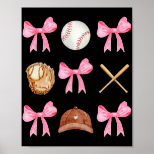 Coquette Bow Baseball Mama Baseball Mum Mothers Da Poster