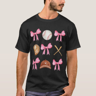Coquette Bow Baseball Mama Baseball Mum Mothers Da T-Shirt