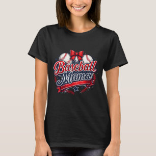Coquette Bow Baseball Mama Game Day Mama Sport T-Shirt