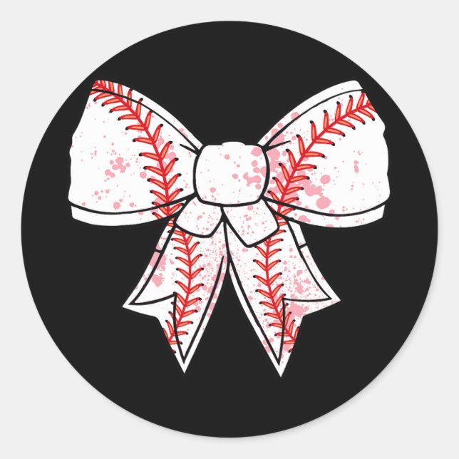 Coquette Bow Baseball Mama Mothers Day Women Kids  Classic Round Sticker (Front)