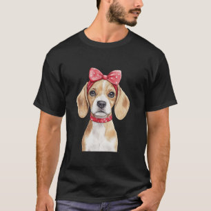 Coquette Bow Beagle Dog Cute Women Teen Girls T-Shirt