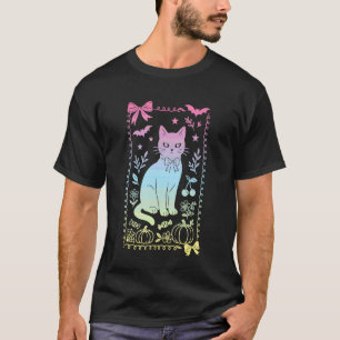 Coquette Bow Black Cat Familiar Pastel Goth Witch  T-Shirt