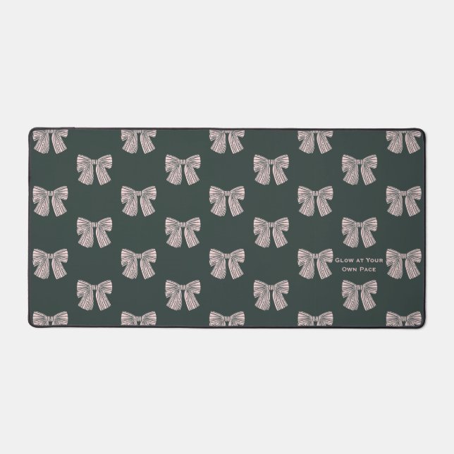 Coquette Bow Black & Pink Glow at Your Own Pace Desk Mat (Front)