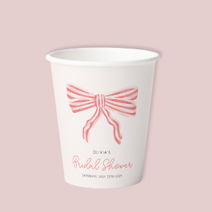 Coquette Bow Blush Bridal Shower Paper Cups