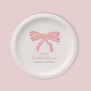 Coquette Bow Blush Bridal Shower Paper Plate