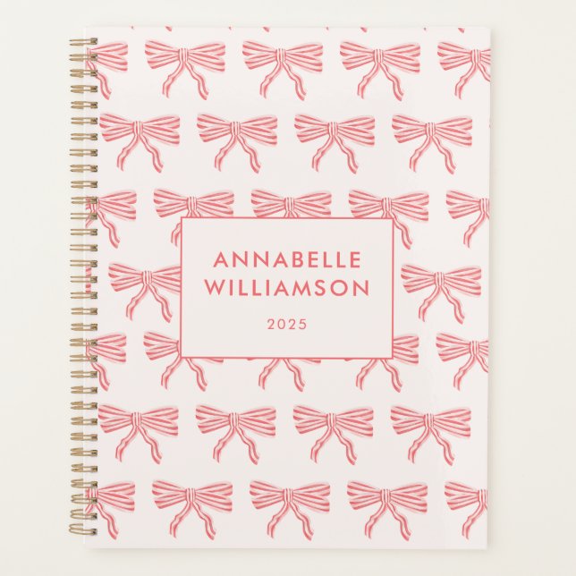 Coquette Bow Blush Pink Planner (Front)