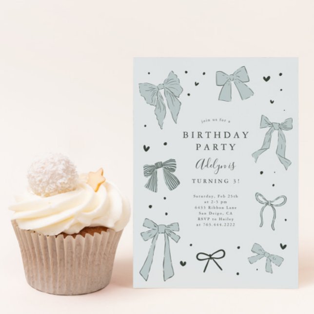 Coquette Bow Boy Birthday Party Invitation (Creator Uploaded)
