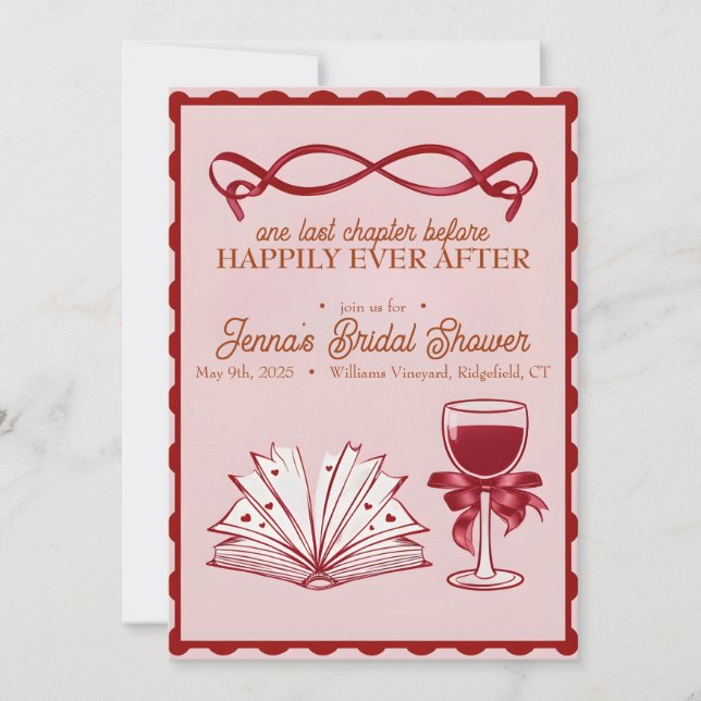 Coquette Bow Bridal shower Invitation | 5x7 custom (Front)