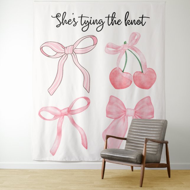 Coquette Bow Bridal Shower Photo Backdrop  Tapestry (In Situ)
