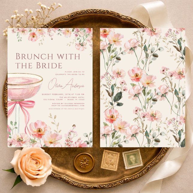 Coquette Bow Brunch with The Bride Bridal Shower Invitation (Creator Uploaded)