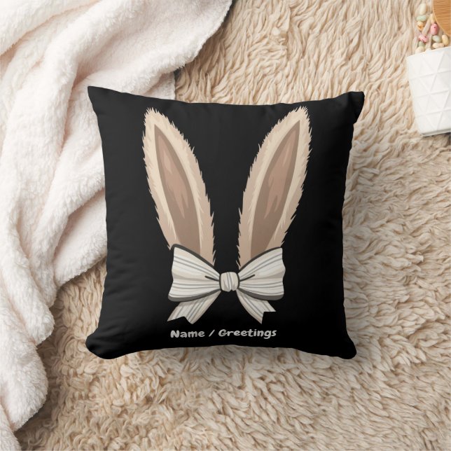 Coquette Bow Bunny Ears Cute Rabbit Happy Easter Cushion (Blanket)