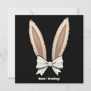 Coquette Bow Bunny Ears Cute Rabbit Happy Easter Invitation