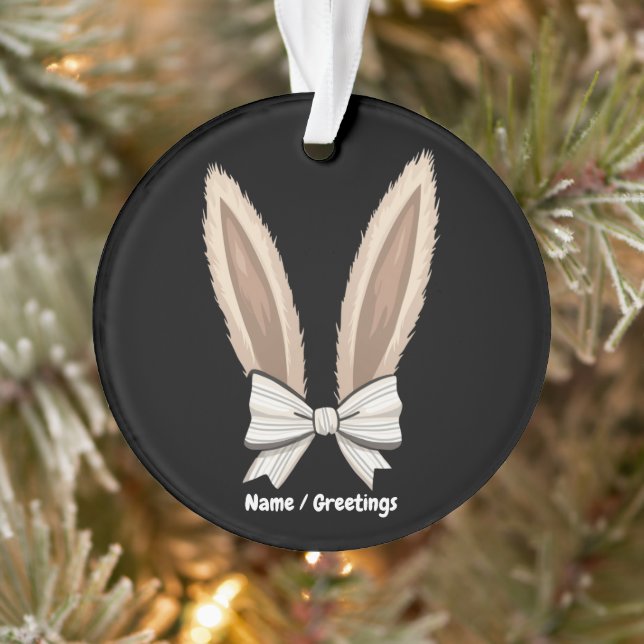 Coquette Bow Bunny Ears Cute Rabbit Happy Easter Ornament (Tree)