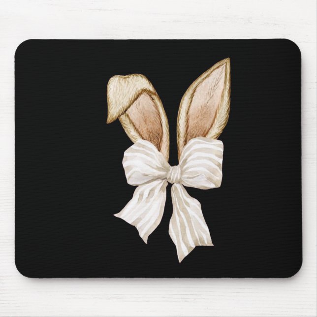 Coquette Bow Bunny Ears Rabbit Happy Easter Day Re Mouse Pad (Front)