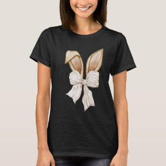 Coquette Bow Bunny Ears Rabbit Happy Easter Day Re T-Shirt