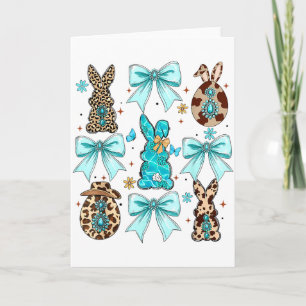 Coquette Bow Bunny Rabbit Eggs Happy Easter Cowboy Card