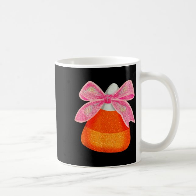 Coquette Bow Candy Corn Women Girls Kids Halloween Coffee Mug (Right)