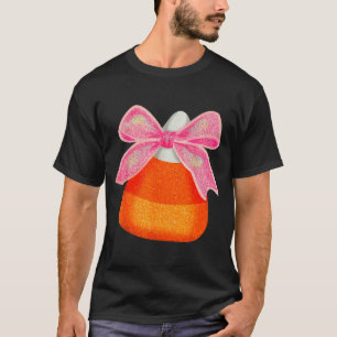 Coquette Bow Candy Corn Women Girls Kids Halloween T-Shirt